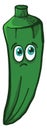 Sad green okra with green eyes, illustration, vector Royalty Free Stock Photo