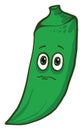 Sad green okra, illustration, vector Royalty Free Stock Photo