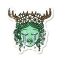sad half orc druid character face grunge sticker Royalty Free Stock Photo