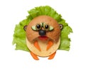 Sad hamster made of bread and vegetables on isolated background Royalty Free Stock Photo