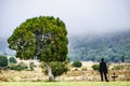 Sad Hill Cemetery with cowboy silhouette, Spain Royalty Free Stock Photo