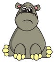 Sad hippo sits