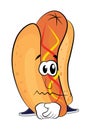 Sad hotdog cartoon