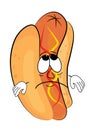 Sad hotdog cartoon