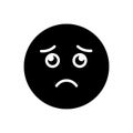 Black solid icon for Sad, emotion and dispirited Royalty Free Stock Photo