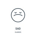 sad icon vector from classics collection. Thin line sad outline icon vector illustration. Linear symbol