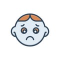 Color illustration icon for Sad, worried and sadness