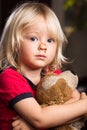 Sad injured boy with stuffed toy Royalty Free Stock Photo