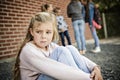 Sad intimidation moment Elementary Age Bullying in Schoolyard