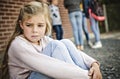 Sad intimidation moment Elementary Age Bullying in Schoolyard