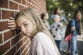 Sad intimidation moment Elementary Age Bullying in Schoolyard