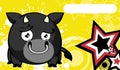 Sad kawaii black bull cartoon picture frame background 1