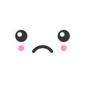 Sad kawaii cute emotion face, emoticon vector icon Royalty Free Stock Photo