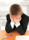 Sad Kid at the Desk Royalty Free Stock Photo