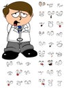 Sad kid doctor cartoon expresion set