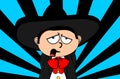 Sad kid mexican mariachi cartoon expressions background