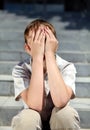 Sad Kid outdoor Royalty Free Stock Photo