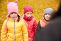 Sad kids being blamed for misbehavior outdoors Royalty Free Stock Photo