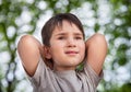 Sad little boy looking at something Royalty Free Stock Photo