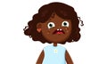 Sad Little crying Black skin Girl Vector Cartoon Character Illustration. Upset unhappy cute child.Vector illustration