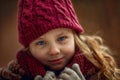 Sad little girl portrait with accent on eyes with tear Royalty Free Stock Photo