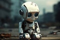 sad little robot digital technology concept AI generated