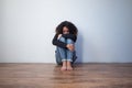 Sad and lonely black girl feeling alone Royalty Free Stock Photo