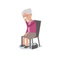 Sad lonely Elderly Woman Sitting on chair Crying