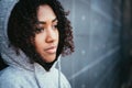 Sad and lonely girl portrait in the urban street Royalty Free Stock Photo