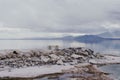 Sad, lonely picnic table, abandoned, on the shores of the Salton Sea in California