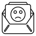 Sad mail icon outline . Social media