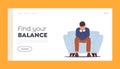 Sad Male Character Landing Page Template. Anxious Man Sitting on Sofa Cover Face with Hands, Crying, Feel Frustrated