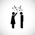 Sad man and angry woman arguing icon pictogram