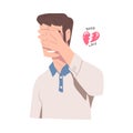 Sad Man with Broken Heart Suffering from Agony of Unhappy Love Vector Illustration