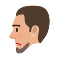 Sad Man Face in Profile View Flat Vector Icon Royalty Free Stock Photo