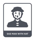 sad man with hat icon in trendy design style. sad man with hat icon isolated on white background. sad man with hat vector icon Royalty Free Stock Photo