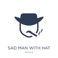 Sad man with hat icon. Trendy flat vector Sad man with hat icon Royalty Free Stock Photo
