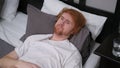 Sad Man Lying in Bed Feeling Uncomfortable, Unrest