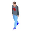 Sad man reputation icon, isometric style