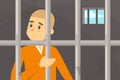 Sad man standing in prison. Person in orange clothing Royalty Free Stock Photo