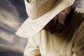 Sad man in a Straw Hat Royalty Free Stock Photo