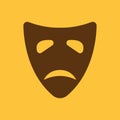 The sad mask icon. Tragedy and theater symbol. Flat