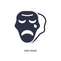 sad mask icon on white background. Simple element illustration from cinema concept Royalty Free Stock Photo