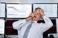 Sad Stock Trader With Hand On Head Using Telephone Royalty Free Stock Photo