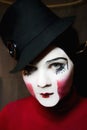 Sad mime in a hat Royalty Free Stock Photo