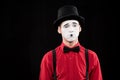 sad mime looking at camera