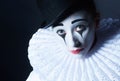 Sad mime Pierrot, closeup portrait Royalty Free Stock Photo