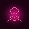 sad on mind icon. Elements of What is in your mind in neon style icons. Simple icon for websites, web design, mobile app, info Royalty Free Stock Photo