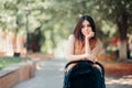 Worried New Mother Walking Baby in Stroller Royalty Free Stock Photo