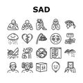 sad mood emotion face icons set vector Royalty Free Stock Photo